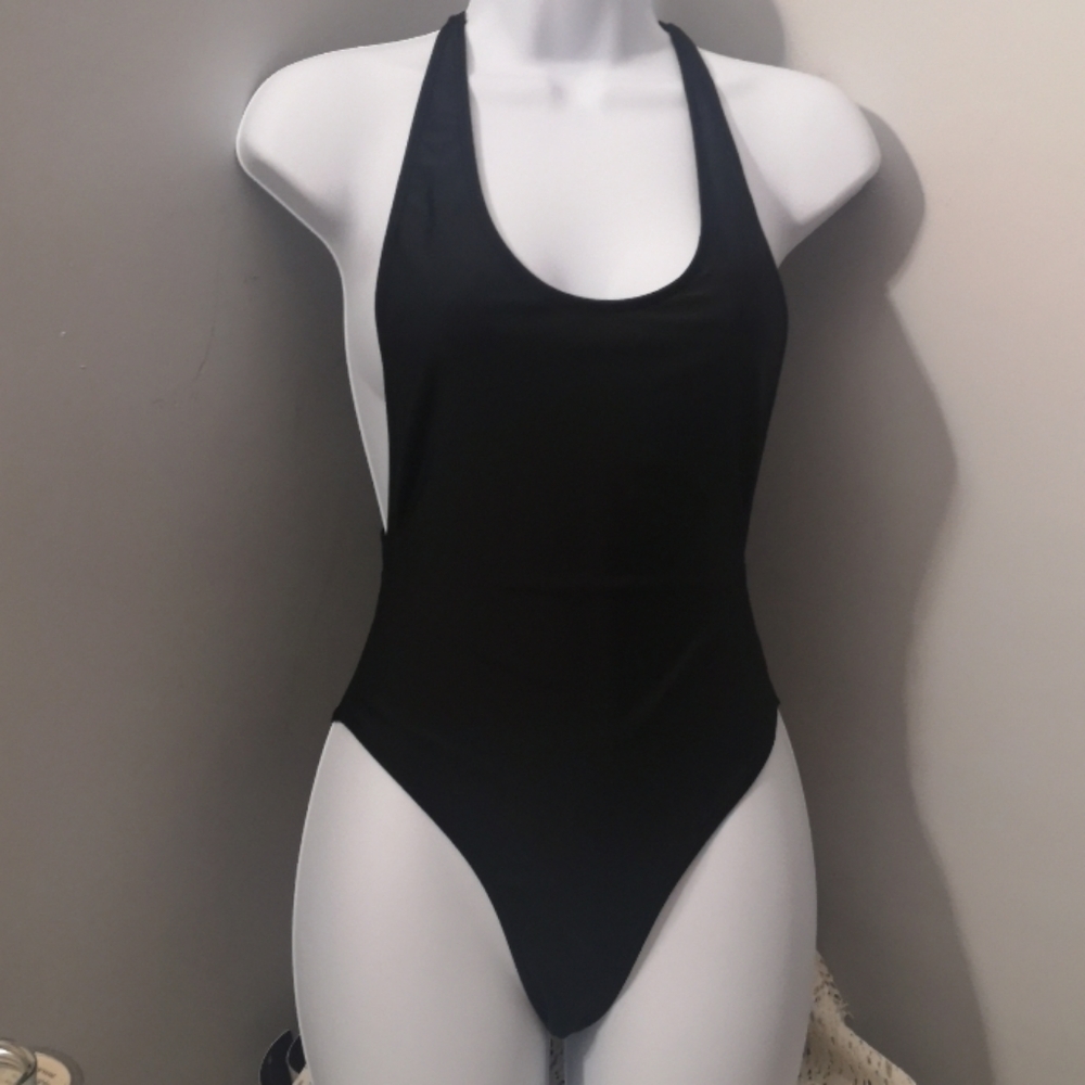 Top Melon Black Retro Swimsuit